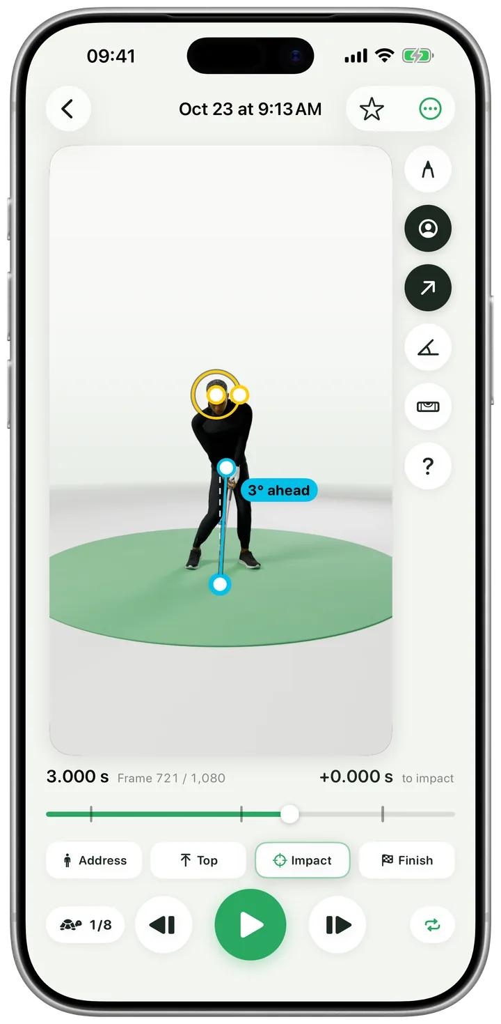 Line from ball to hands at impact